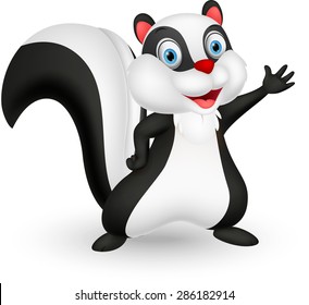 Cute skunk cartoon presenting