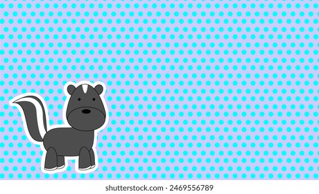 cute skunk cartoon sticker background in vector format