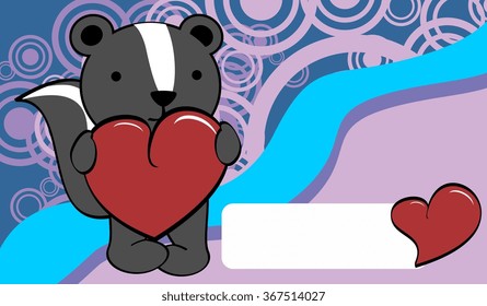 cute skunk cartoon valentine love card background in vector format very easy to edit