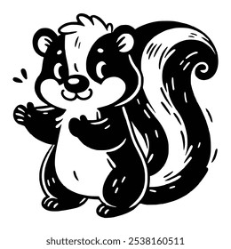 bonitinho skunk desenho animado animal selvagem doodle mão desenhado vetor ilustração modelo design