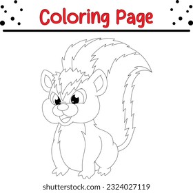 Cute Skunk coloring page for children. Happy Animal Isolated Coloring book for Kids