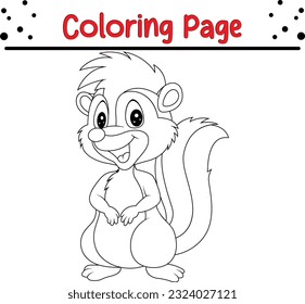 Cute Skunk coloring page for children. Happy Animal Isolated Coloring book for Kids