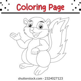 Cute Skunk coloring page for children. Happy Animal Isolated Coloring book for Kids