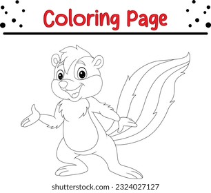 Cute Skunk coloring page for children. Happy Animal Isolated Coloring book for Kids