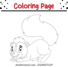 Cute Skunk coloring page for children. Happy Animal Isolated Coloring book for Kids