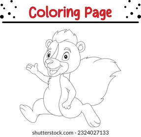 Cute Skunk coloring page for children. Happy Animal Isolated Coloring book for Kids