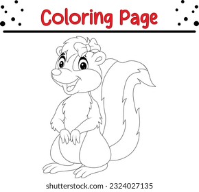 Cute Skunk coloring page for children. Happy Animal Isolated Coloring book for Kids