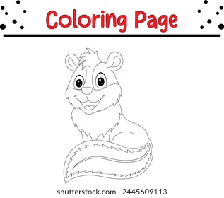 Cute skunk coloring page for kids. Animal coloring book