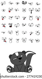 cute skunk expressions cartoon set in vector format