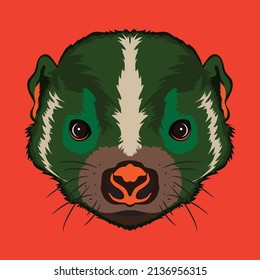 Cute skunk face vector illustration in cartoon style, perfect for t shirt design