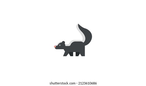 Cute Skunk in flat style isolated on white background. Vector illustration. Forest animal. Cartoon skunk.