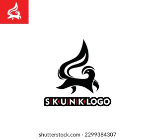 CUTE SKUNK LOGO, silhouette of funny animal vector illustrations