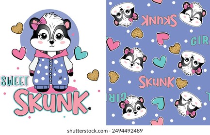 cute skunk love design for girl
