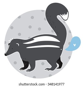 cute skunk on a gray background