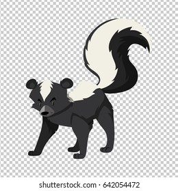 Cute skunk on transparent background illustration