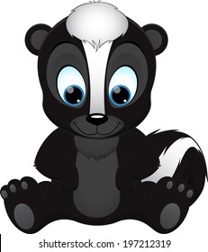 cute skunk on white background