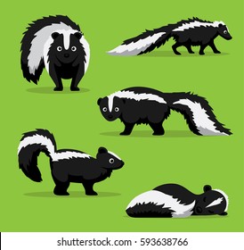 Cute Skunk Poses Cartoon Vector Illustration