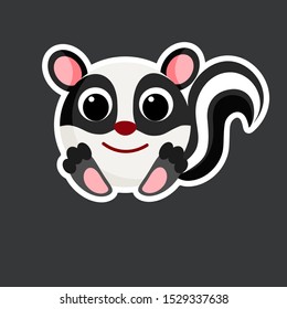 cute skunk sticker template in flat vector style 