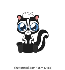 Cute skunk vector illustration art in flat color