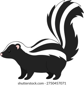 Cute Skunk Vector Illustration – Isolated Cartoon Animal Design on White Background