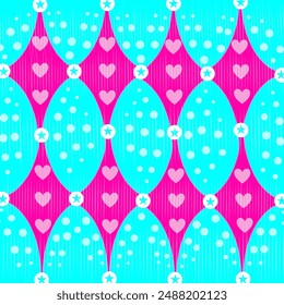 Cute Sky Blue - Pink Background Pattern. Can be used as fabric Pattern,  wallpaper,  wrapping paper, packaging, decoration , greetings, cards etc.