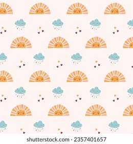 Cute sky nursery pattern with moon and stars