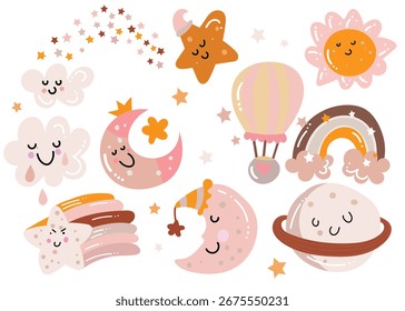 cute sky object element vector