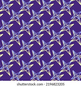Cute sky pattern on a dark background with bright stars for factory prints, children's clothing, wrapping paper and gift wrapping.