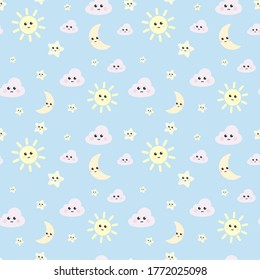 Cute sky, Summer sky repeat pattern design