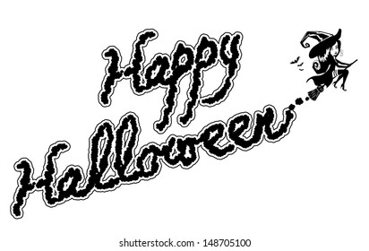 Cute skywriting witch. EPS 10 vector, grouped for easy editing. No open shapes or paths.