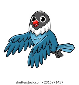 Cute slaty blue love bird cartoon flying