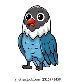 Cute slaty blue love bird cartoon