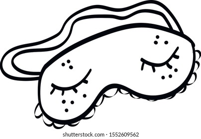 cute sleaping mask Single hand drawn elements  greeting cards, posters, stickers and seasonal design. Isolated on white background. Doodle vector illustration