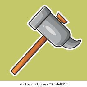 Cute Sledge Hammer. Cartoon Object Concept Isolated Illustration. Flat Style Suitable For Sticker Icon Design Premium Logo Vector