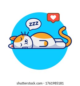 Cute sleep cat Vector with love Icon Illustration. Mascot Cartoon Character. Animal Icon Concept White Isolated. Flat Cartoon Style Suitable for Web Landing Page, Banner, Flyer, Sticker, Card