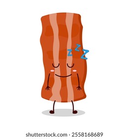 cute sleep expression of bacon cartoon character
