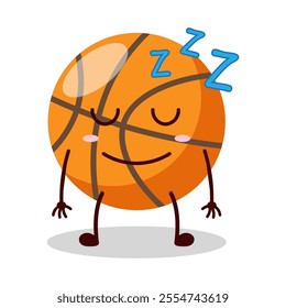 cute sleep expression of basket ball cartoon character