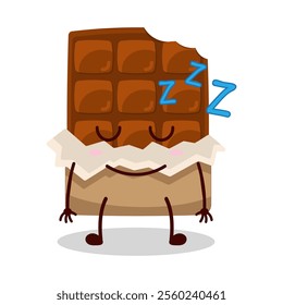 cute sleep expression of bite chocolate bar character
