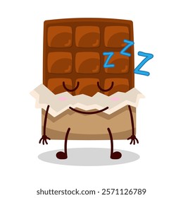 cute sleep expression of bite chocolate bar character
