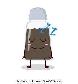 cute sleep expression of black pepper cartoon character
