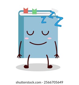 cute sleep expression of blue book cartoon character
