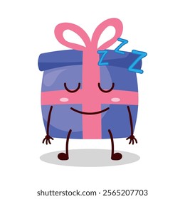 cute sleep expression of blue gift box cartoon character
