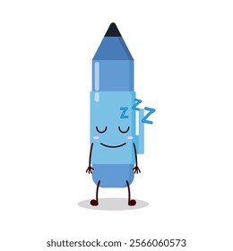 cute sleep expression of blue pen cartoon character
