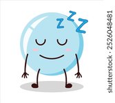 Cute sleep expression of bubble cartoon character