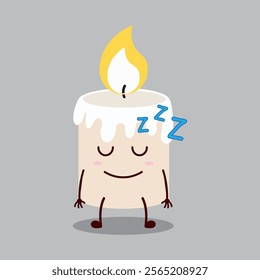 cute sleep expression of candle cartoon character
