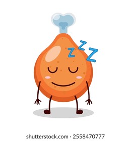 cute sleep expression of chicken drumstick cartoon character
