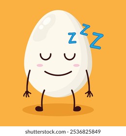 cute sleep expression of chicken egg character