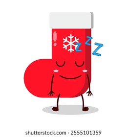 cute sleep expression of Christmas sock cartoon character