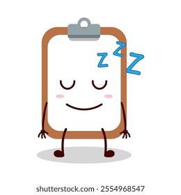 cute sleep expression of clipboard cartoon character