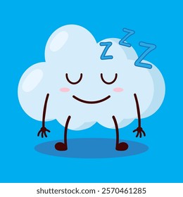 cute sleep expression of cloud cartoon character
